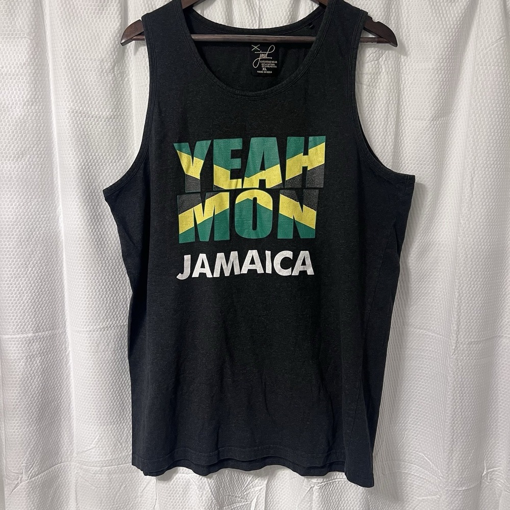 NWOT Yeah Mon Jamaica Muscle Tank Sleeveless Beach Destination Gym Weights Shirt